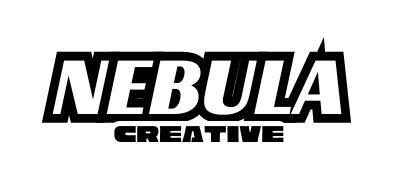Nebula website logo in black and white. Only words.